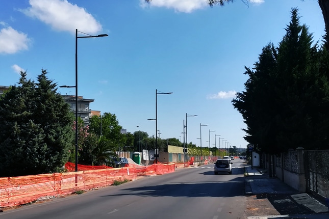 LED roadway light for a side road in Italy