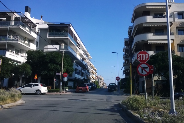 Residential street lights in Greece