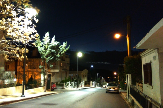 Residential street lights in a residential district in Greece-2