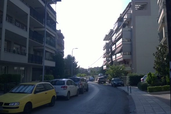 Residential street lights in a residential district in Greece-3