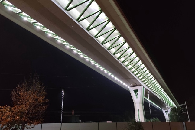 Outdoor floodlight for highway bridge in Slovakia