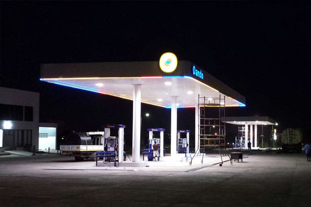 Gas Station LED Lights In A Gas Station In Ghana