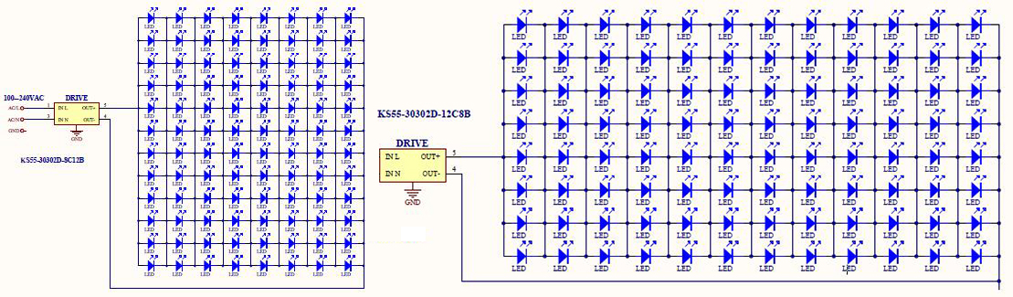 LED arrays of LED light power supply